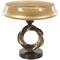 12.5" Brown Glass Wide Brushed Decorative Bowl with Textured Ring Base